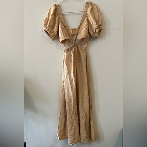 C/MEO Collective Linen Short Sleeve Midi Dress in Size Small